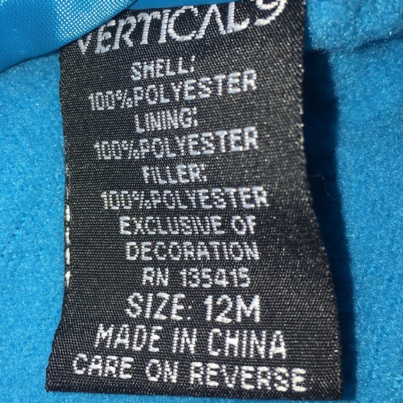 Vertical’9 Puffer Jacket Fleece lined with hoodie. Toddler Size 12 Months - Picture 8 of 8